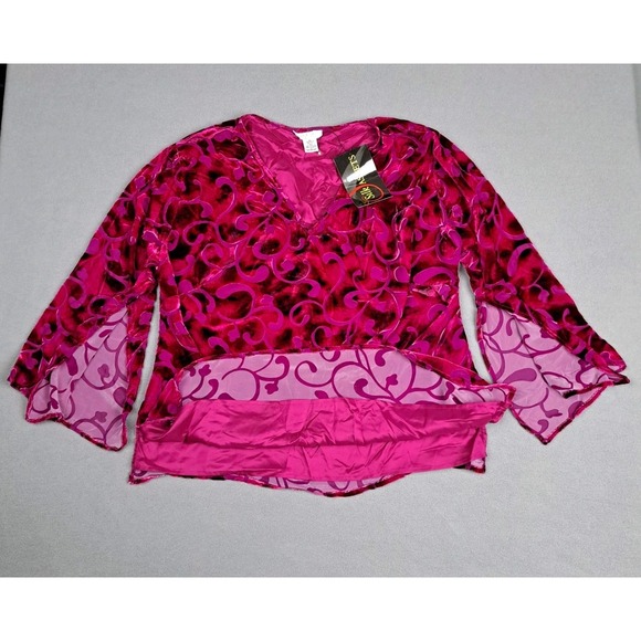 Vintage Diane Von Furstenberg Silk Assets Blouse Women's 1X‎ Velvet Bell Sleeve - Picture 5 of 9